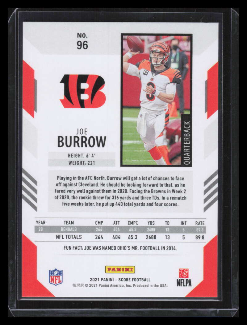 2021 Score Gold Zone 96 Joe Burrow 33/50