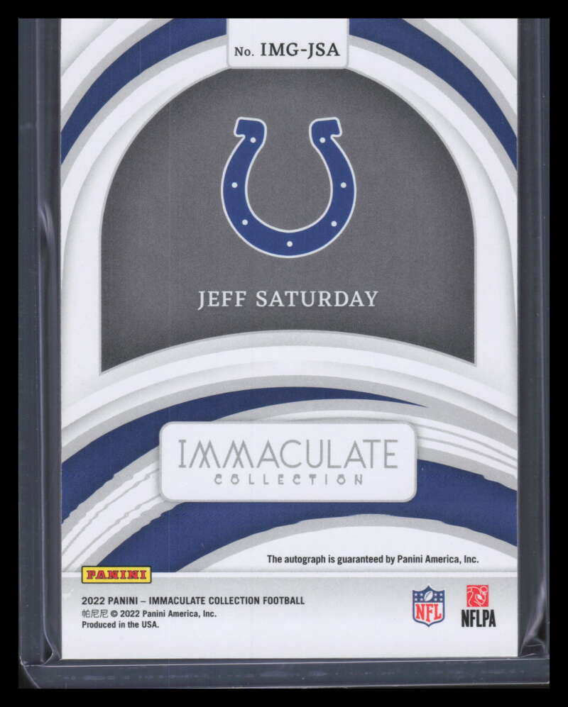 2022 Immaculate Collection Marks of Greatness 14 Jeff Saturday Auto 35/49