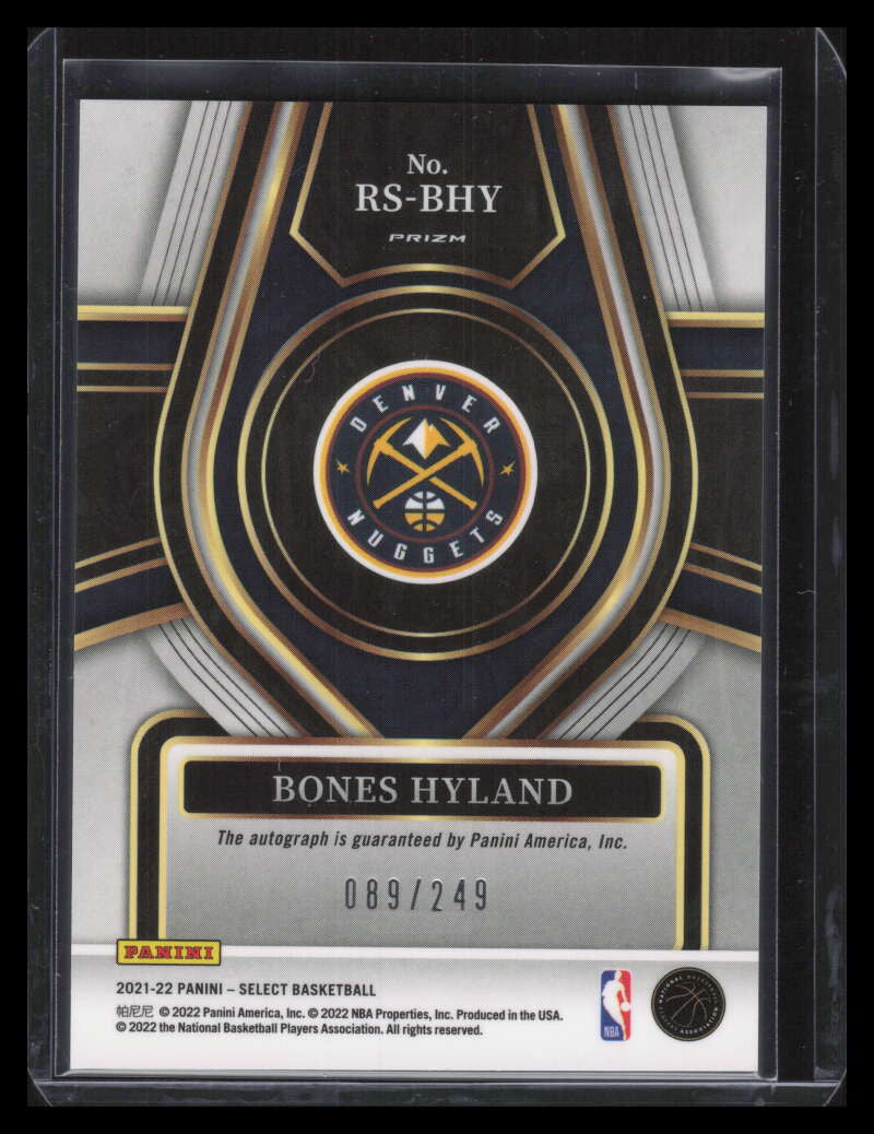 DELETE 131551 2021-22 Select Rookie Signatures 30 Bones Hyland Rookie Auto 89/249