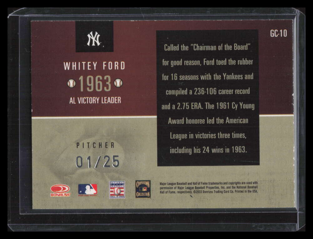 2003 Donruss Champions Grand Champions Holo-Foil 10 Whitey Ford 1/25
