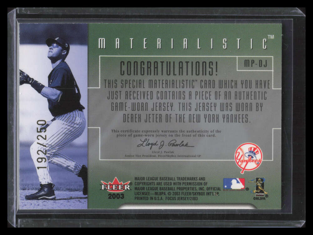 2003 Fleer Focus JE Materialistic Plus Game Jersey DJ Derek Jeter Jersey 192/250