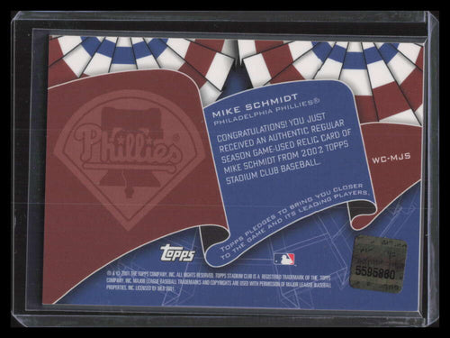 2002 Stadium Club World Champion Relics WCMJS Mike Schmidt Bat