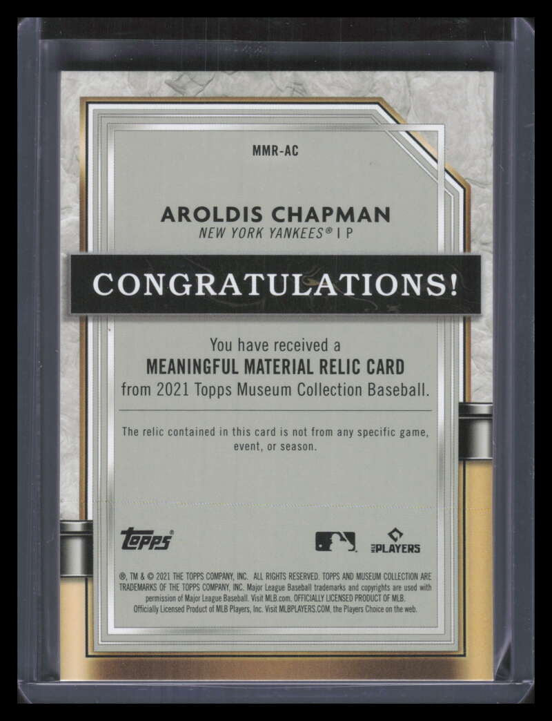 2021 Topps Museum Meaningful Material Relics Ruby Aroldis Chapman Patch 10/10