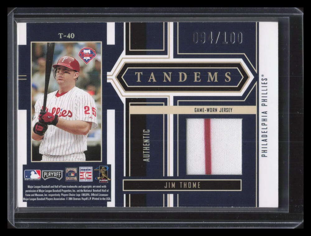 2004 Playoff Honors Tandem Material 40 Jim Thome Mike Schmidt Dual Jersey 94/100