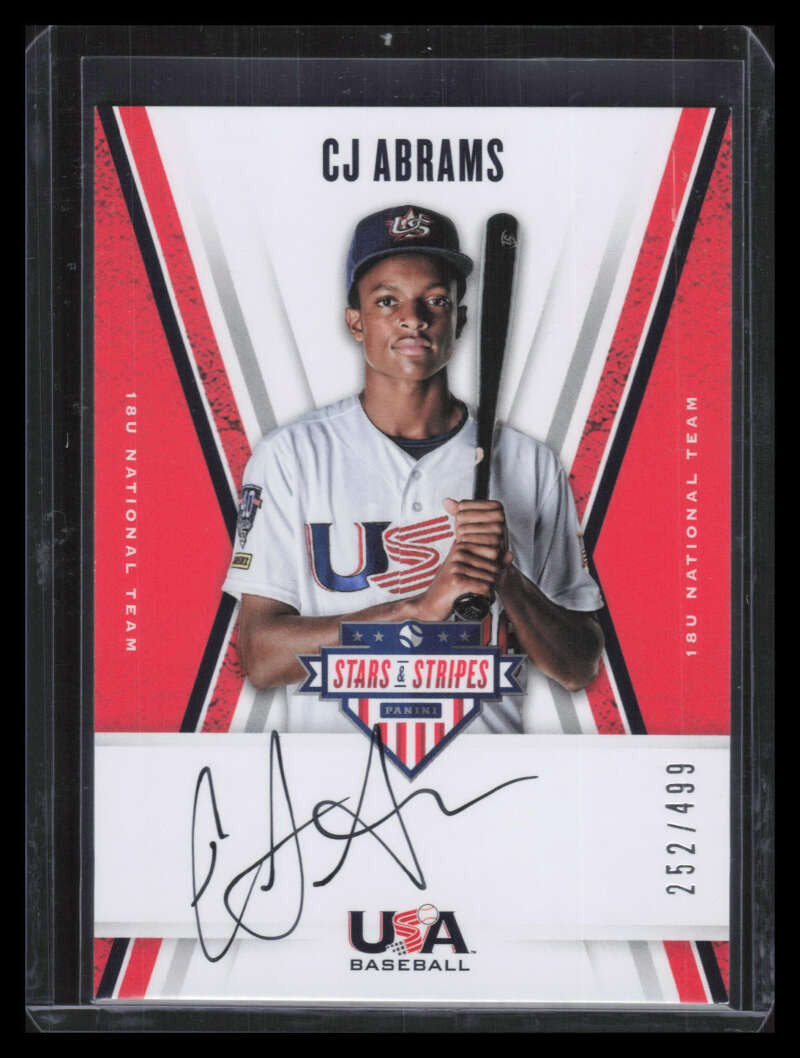 2019 USA Stars Stripes 18u Signatures Black Ink CJ Abrams Rookie Auto 252/499