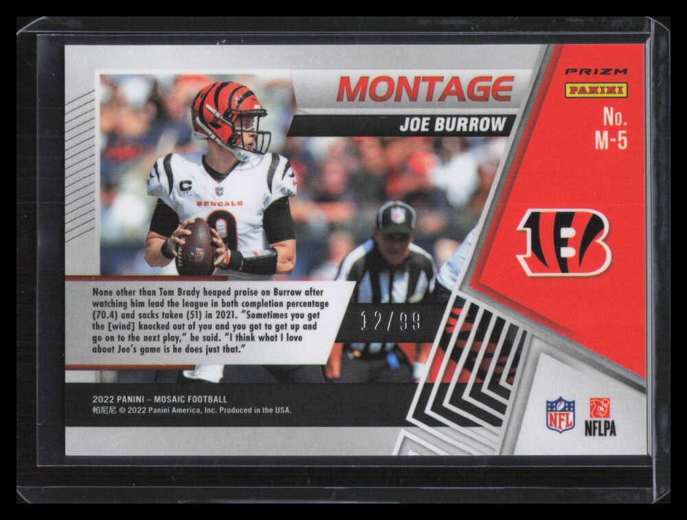2022 Panini Mosaic Montage Mosaic Blue Refractor 5 Joe Burrow 12/99