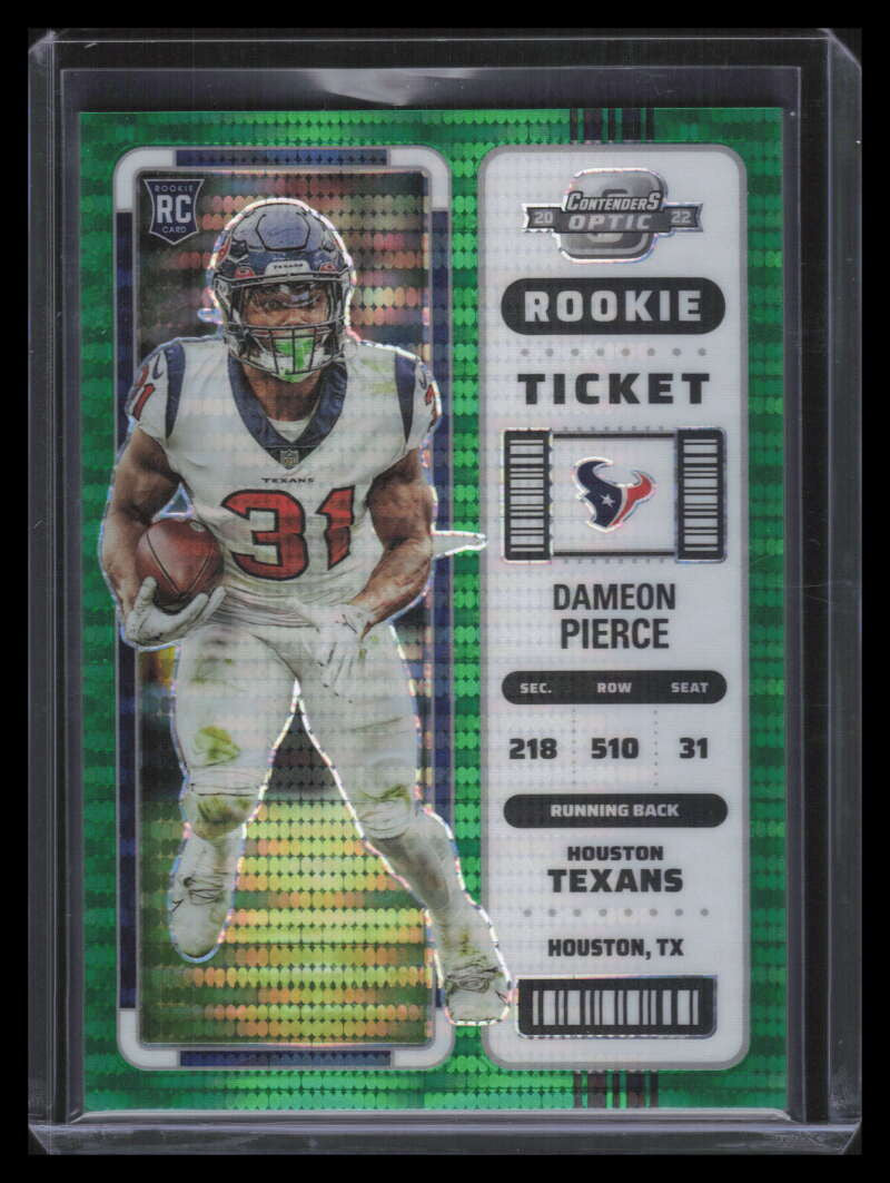 2022 Panini Contenders Optic Green Pulsar 67 Dameon Pierce Rookie 1/30
