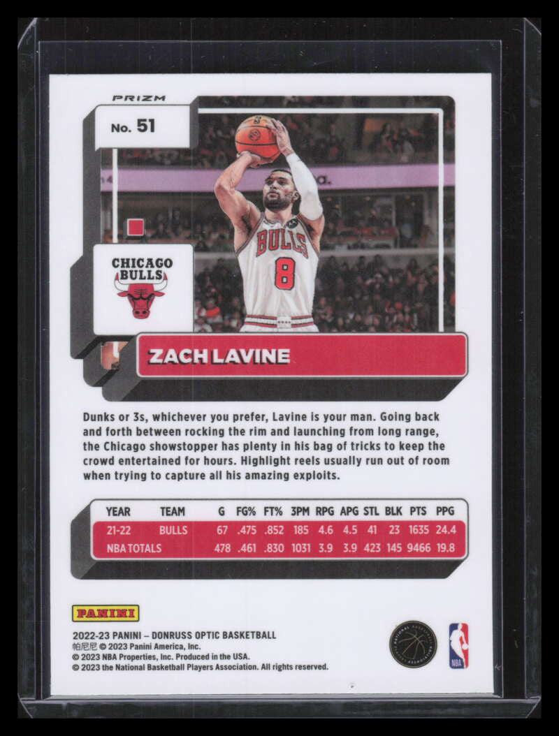 2022-23 Donruss Optic Photon Refractor 51 Zach LaVine