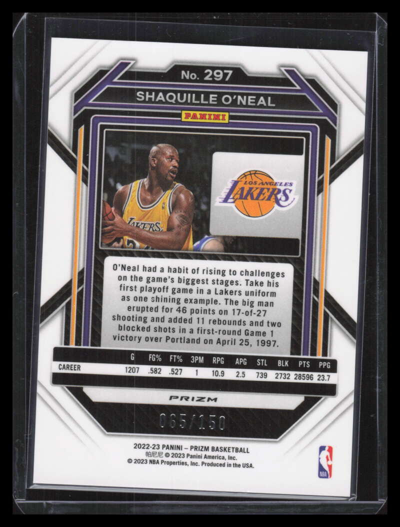 2022-23 Panini Prizm Prizms Fast Break Blue 297 Shaquille O'Neal 65/150