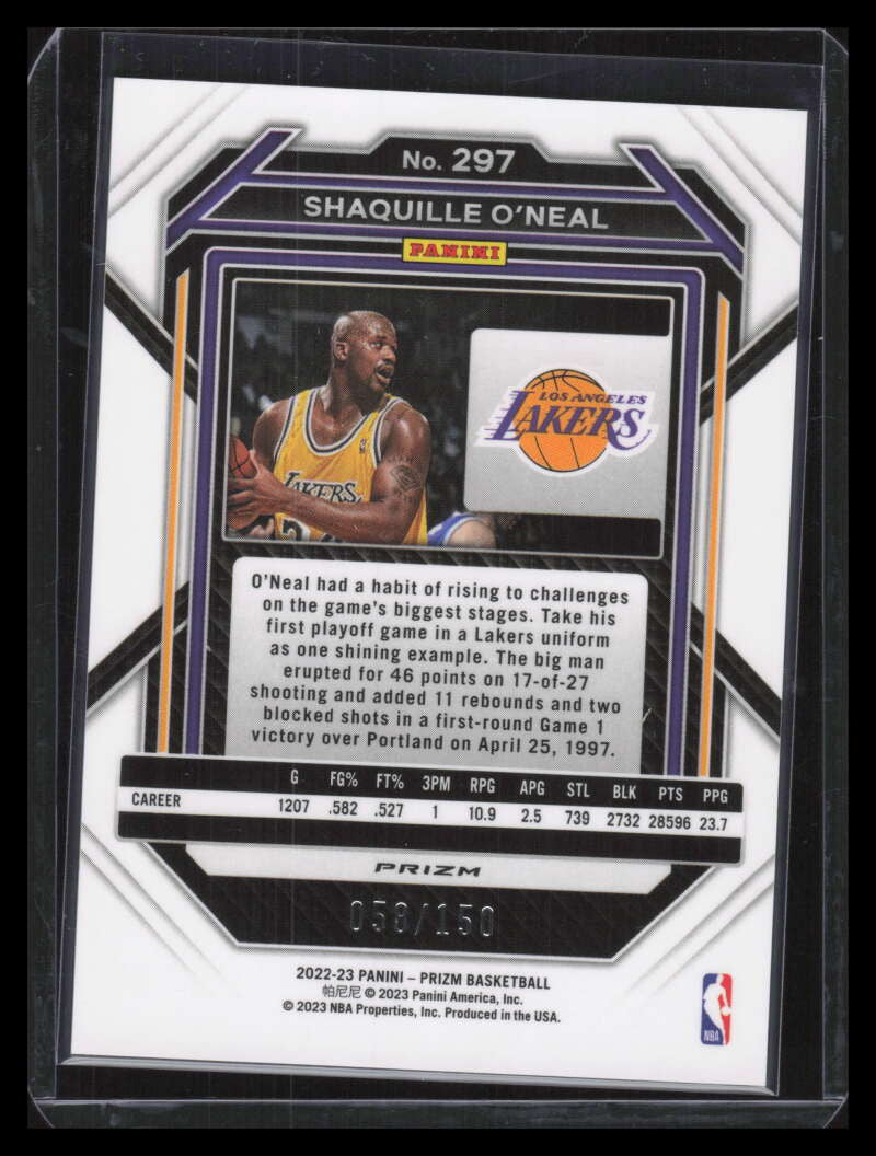 2022-23 Panini Prizm Prizms Fast Break Blue 297 Shaquille O'Neal 58/150