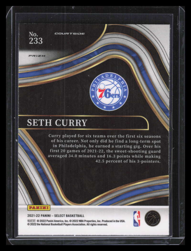 DELETE 131777 2021-22 Select Prizms Zebra Refractor 233 Seth Curry Courtside