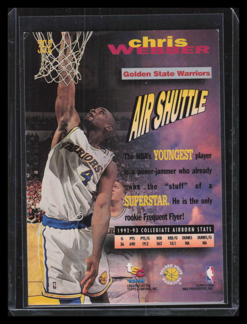 SOLD 131807 1993-94 Stadium Club First Day Issue 352 Chris Webber FF Rookie /1000