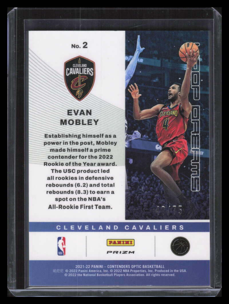 DELETE 131809 2021-22 Panini Contenders Optic Hoop Dreams Blue Cracked Ice Evan Mobley 40/75
