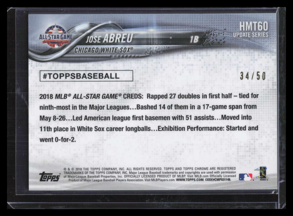 2018 Topps Chrome Update Gold Refractor hmt60 Jose Abreu 34/50