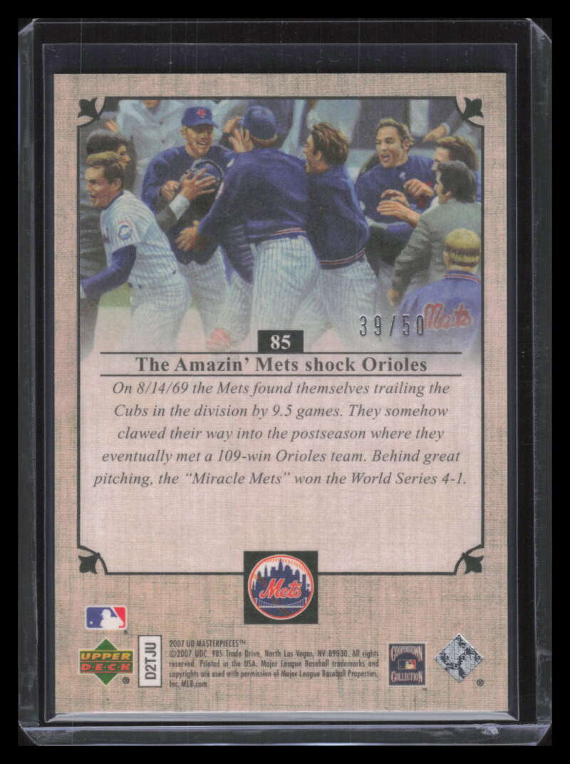 2007 UD Masterpieces Blue Steel 85 1969 New York Mets 39/50