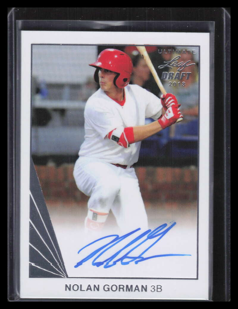 DELETE 131858 2018 Leaf Ultimate Draft bang1 Nolan Gorman Rookie Auto
