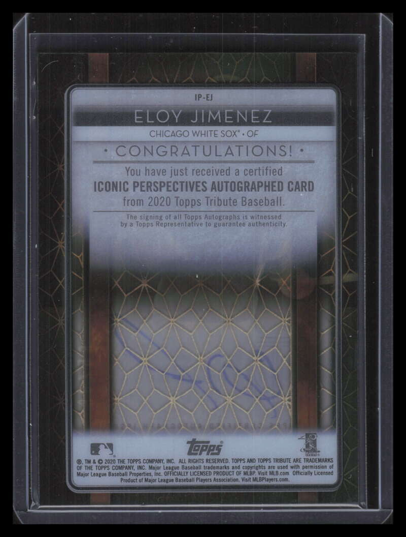 2020 Topps Tribute Iconic Perspectives Autographs IPEJ Eloy Jimenez Auto 65/99