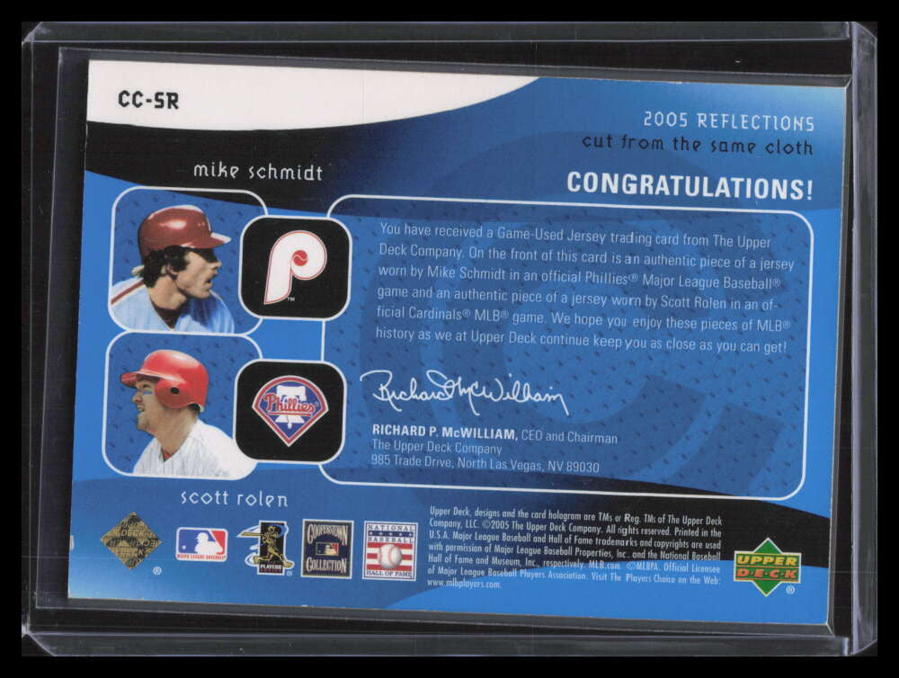 2005 Reflections Cut From the Same Cloth Blue Rolen Mike Schmdit Jersey 38/50