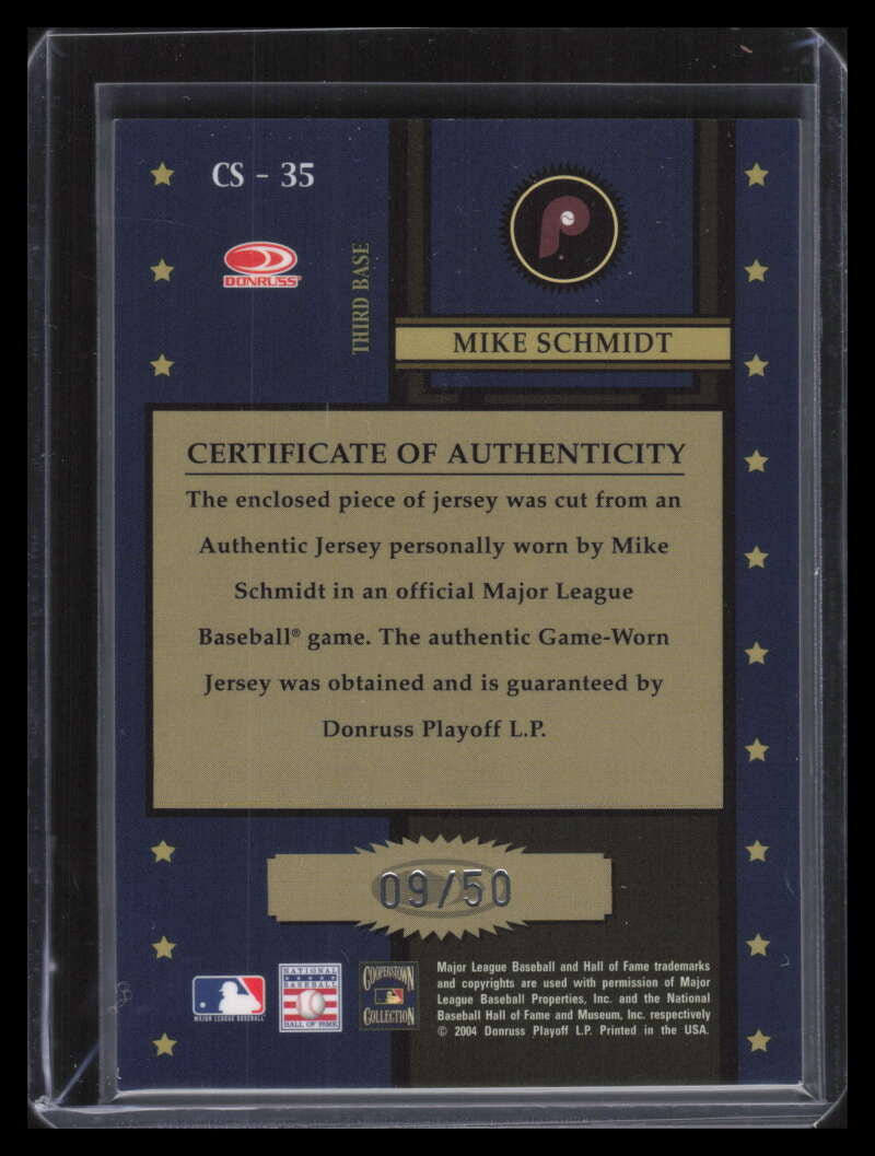2004 Throwback Threads Century Stars Material 35 Mike Schmidt Jersey 9/50