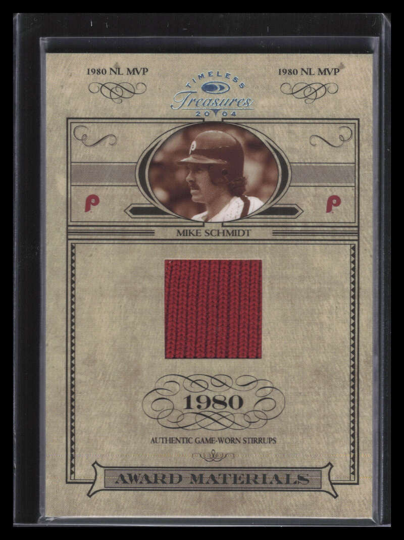2004 Timeless Treasures Award Materials Mike Schmidt 80 MVP Stirrups Socks 74/80