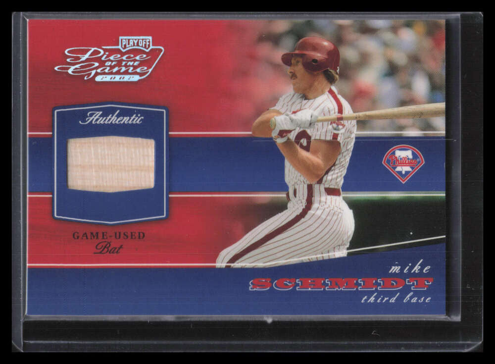 2002 Playoff Piece of the Game Materials Silver 61 Mike Schmidt Bat 82/100