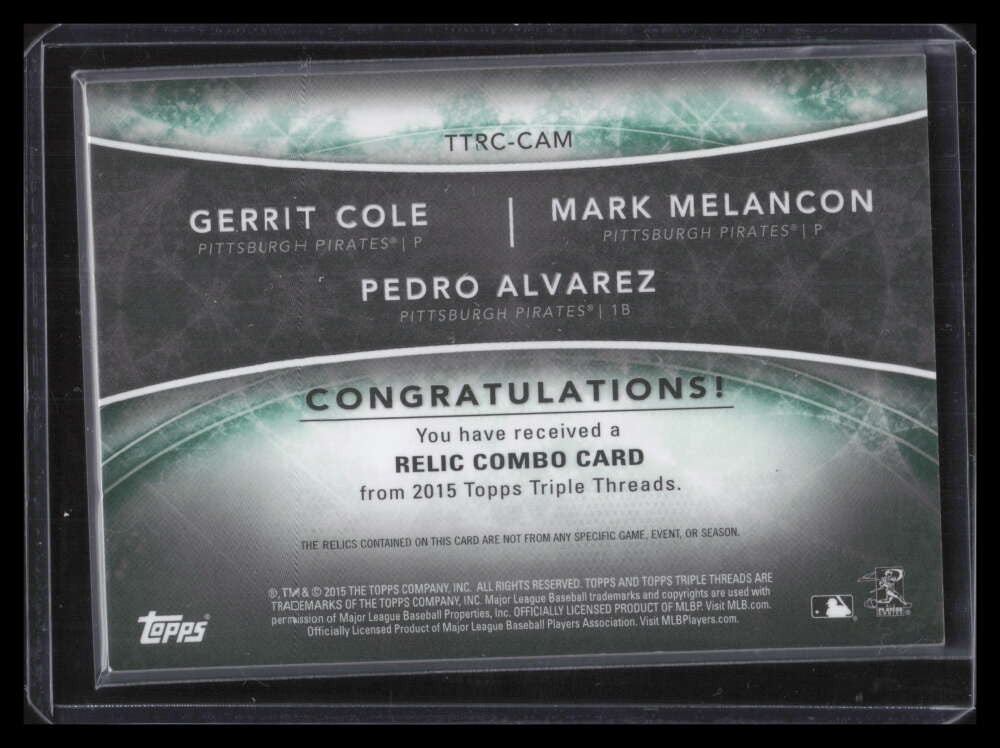 2015 Topps Triple Threads Relic Combos Alvarez Melancon Gerrit Cole Jersey 8/18