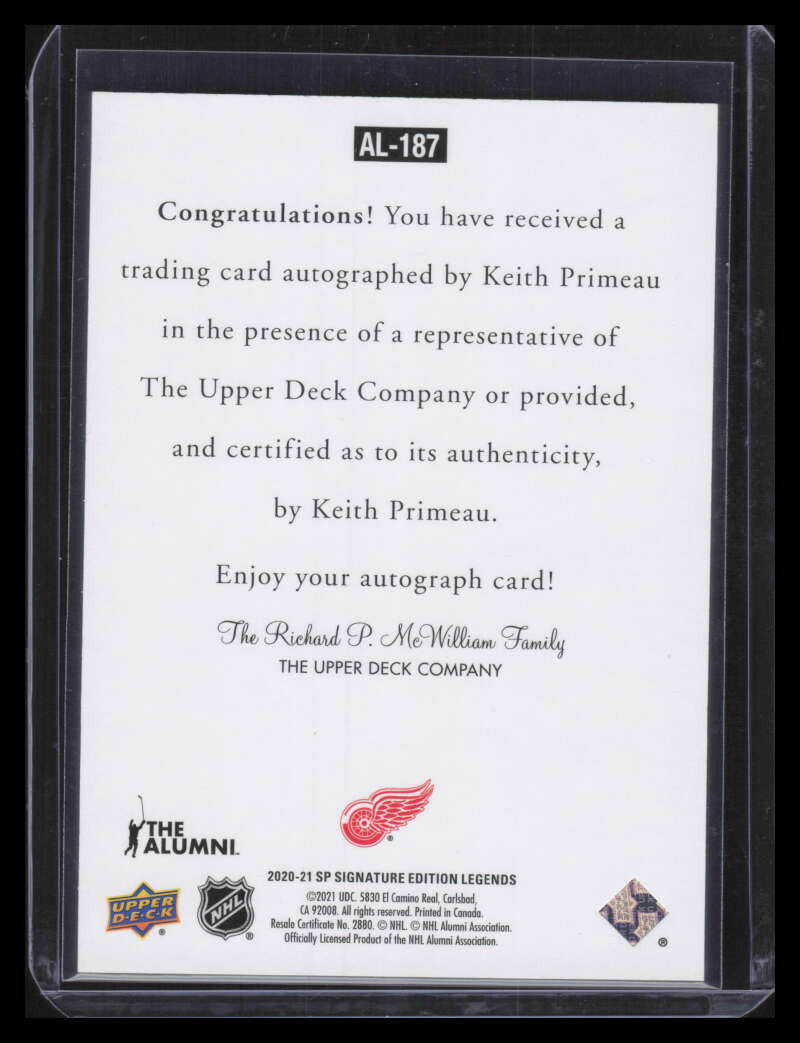 2020-21 SP Signature Legends '97 Legends Signatures al187 Keith Primeau Auto