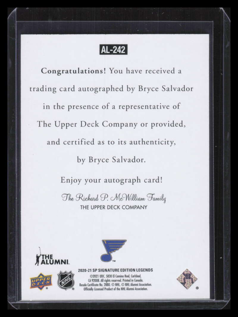 2020-21 SP Signature Legends '97 Legends Signatures al242 Bryce Salvador Auto