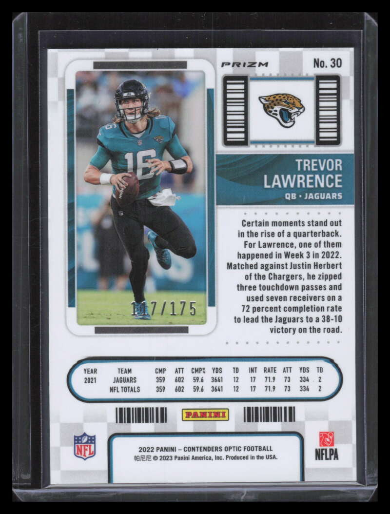 2022 Panini Contenders Optic Red 30 Trevor Lawrence 117/175