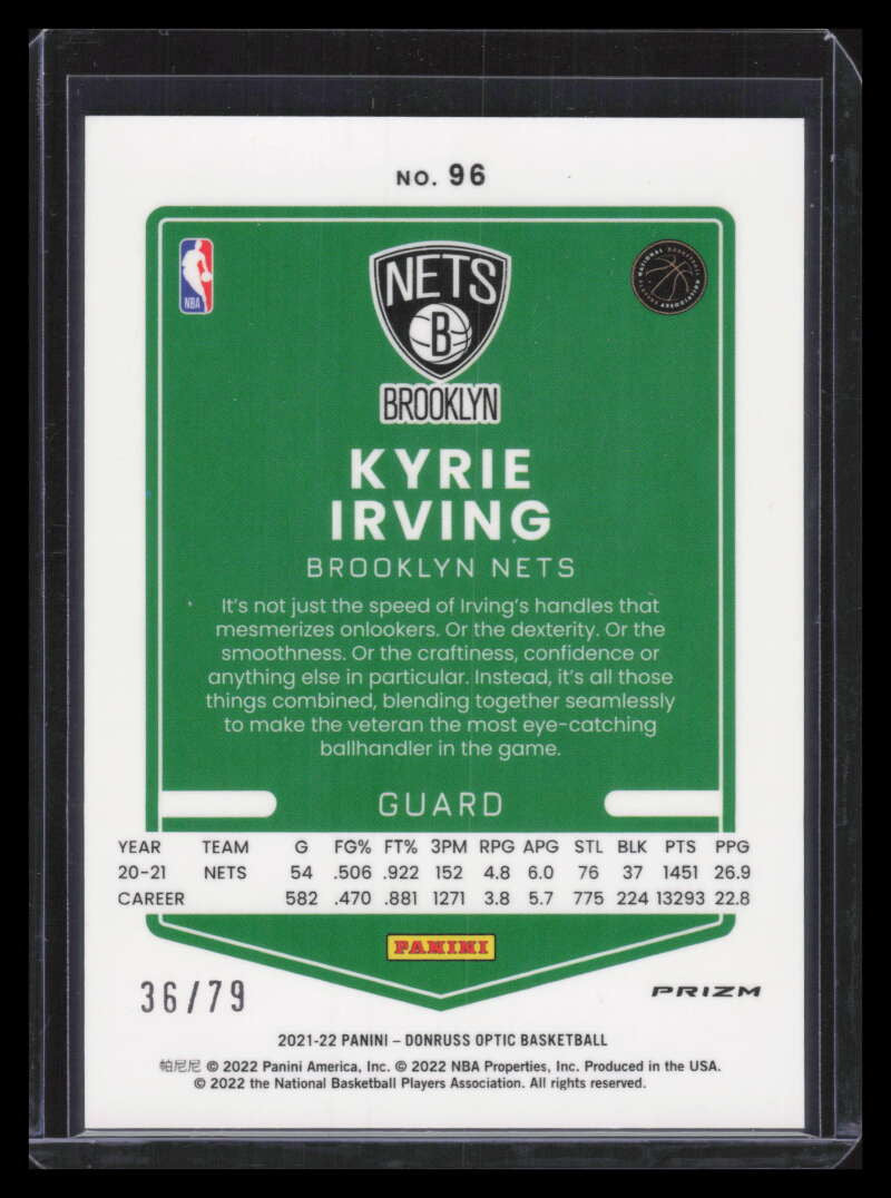 2021-22 Donruss Optic Pink Velocity Refractor 96 Kyrie Irving 36/79