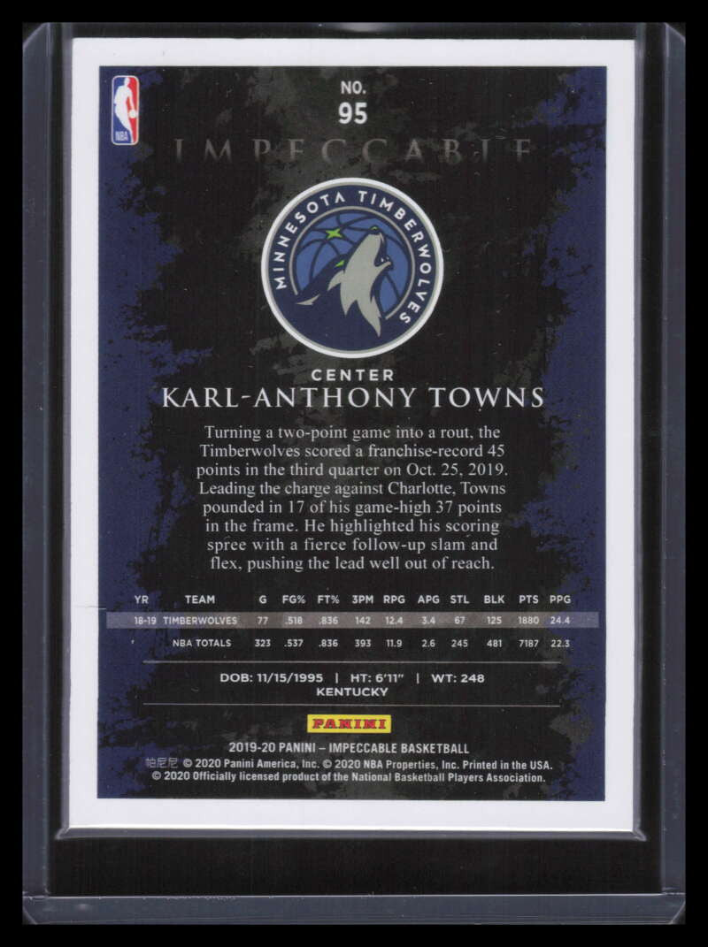 2019-20 Panini Impeccable Holo Silver 95 Karl-Anthony Towns 12/25