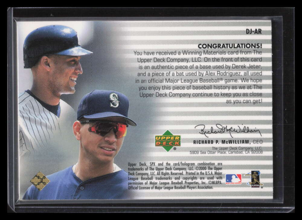 2000 SPx Winning Materials Update DJAR Alex Rodriguez Derek Jeter Dual Bat Base