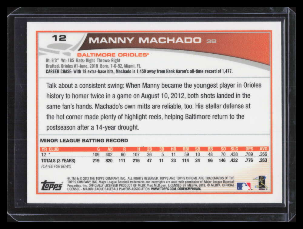 2013 Topps Chrome 12 Manny Machado Rookie 126368