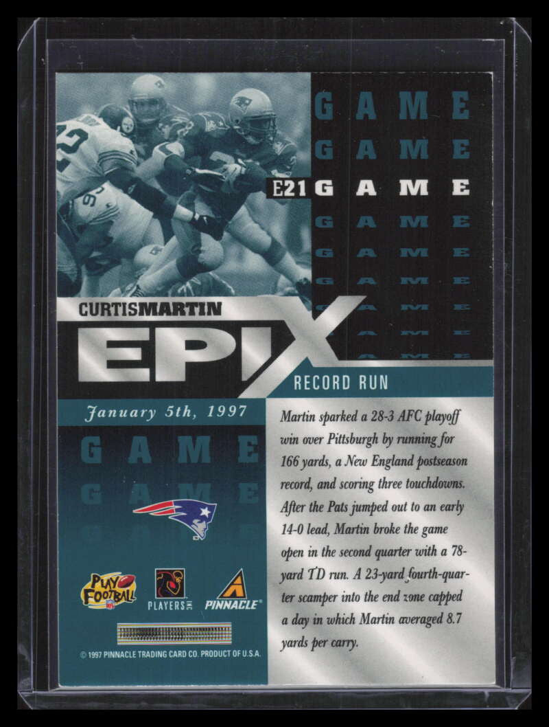 1997 Pinnacle Certified Epix Emerald e21 Curtis Martin GAME
