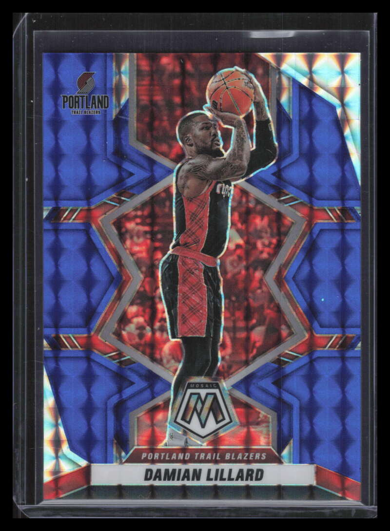 2021-22 Panini Mosaic Mosaic Blue Refractor 50 Damian Lillard 48/99