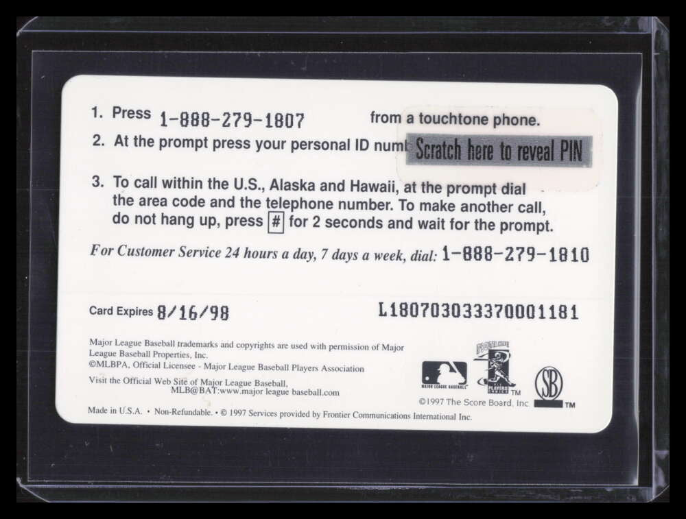 1997 Score Board Classic $100 Phone Card Ken Griffey Jr.