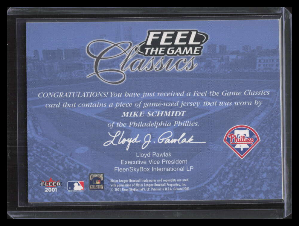 2001 Greats of the Game Feel the Game Classics 19 Mike Schmidt Jersey 126314