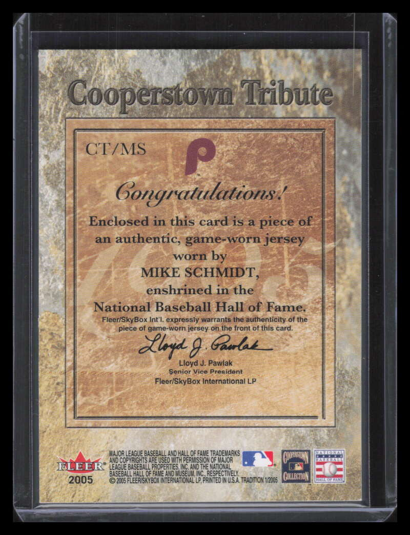 2005 Fleer Tradition Cooperstown Tribute Jersey MS Mike Schmidt Jersey