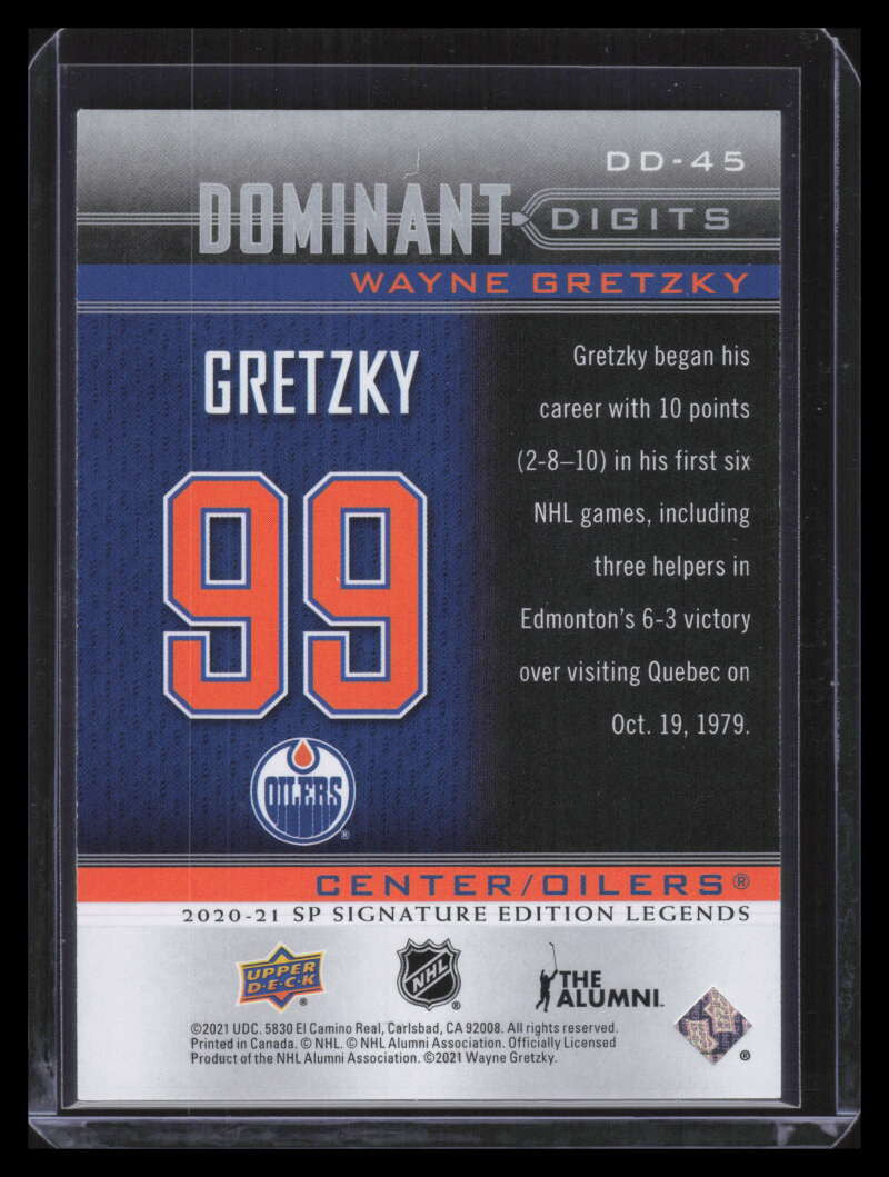 2020-21 SP Signature Legends Dominant Digits dd45 Wayne Gretzky