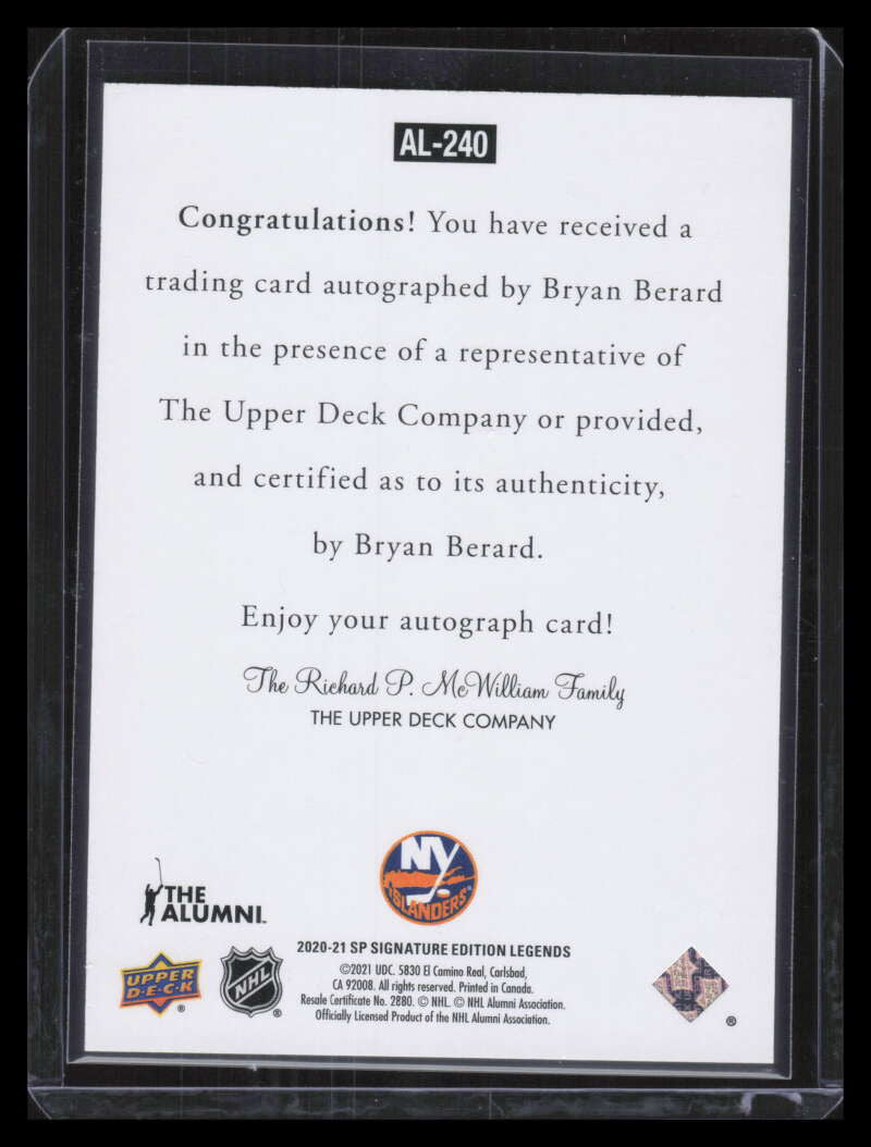 2020-21 SP Signature '97 Legends Signatures al240 Bryan Berard Auto 126279