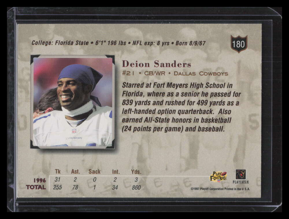 SOLD 132372 1997 Absolute Gold Redemption 180 Deion Sanders Gold Star
