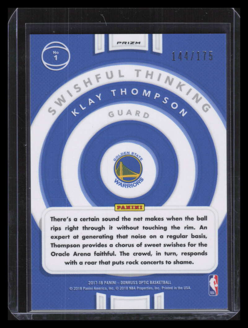 2017-18 Donruss Optic Swishful Thinking Lime Green 1 Klay Thompson 144/175