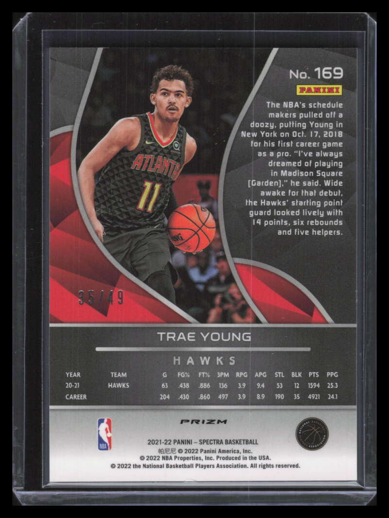 2021-22 Panini Spectra Interstellar 169 Trae Young SD 35/49 Spectracular Debut