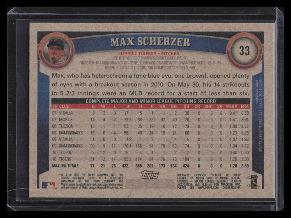 2011 Topps Target 33 Max Scherzer Vintage Stock