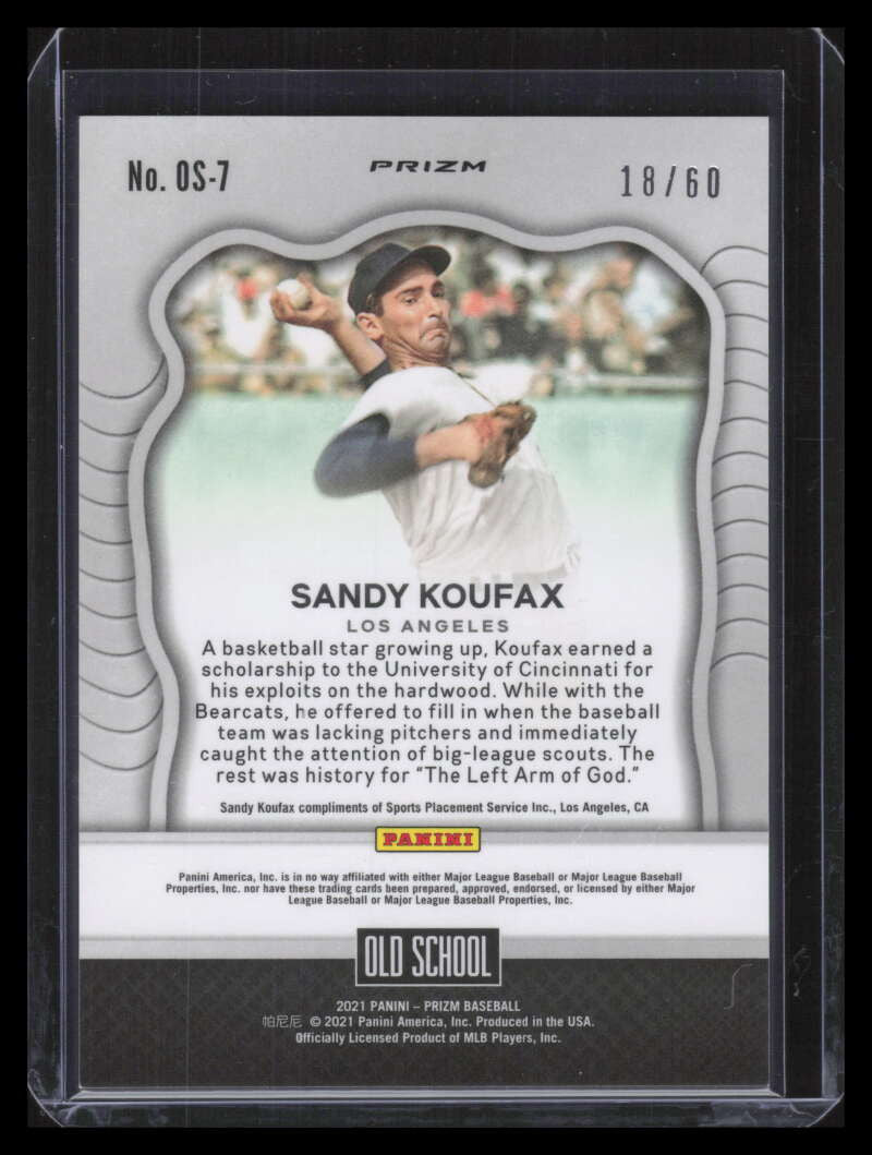 2021 Panini Prizm Old School Prizms Blue Wave Refractor 7 Sandy Koufax 18/60