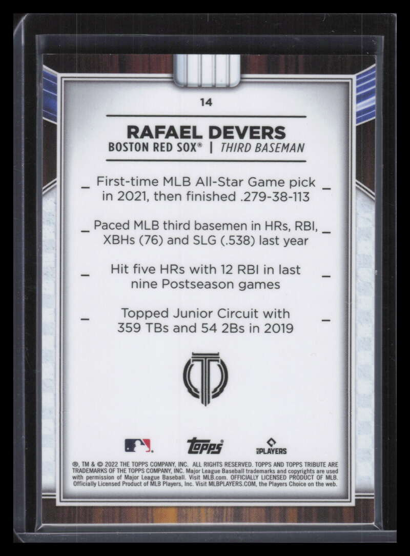 2022 Topps Tribute Purple 14 Rafael Devers 44/50