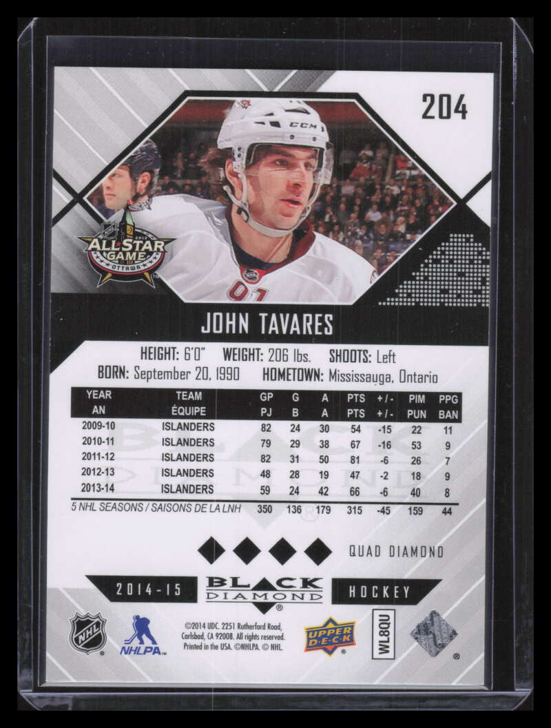 2014-15 Black Diamond Orange 204 John Tavares AS All-Star