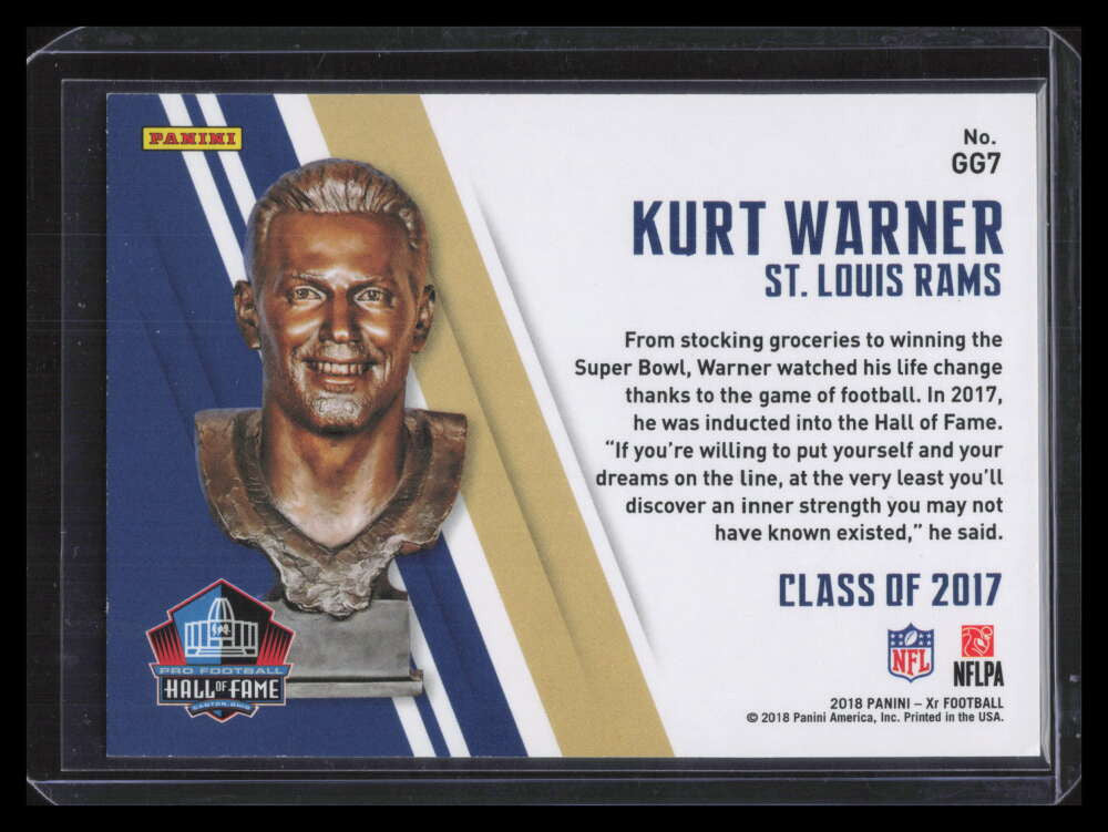 2018 Panini XR Gilded Greats Blue 7 Kurt Warner 3/49