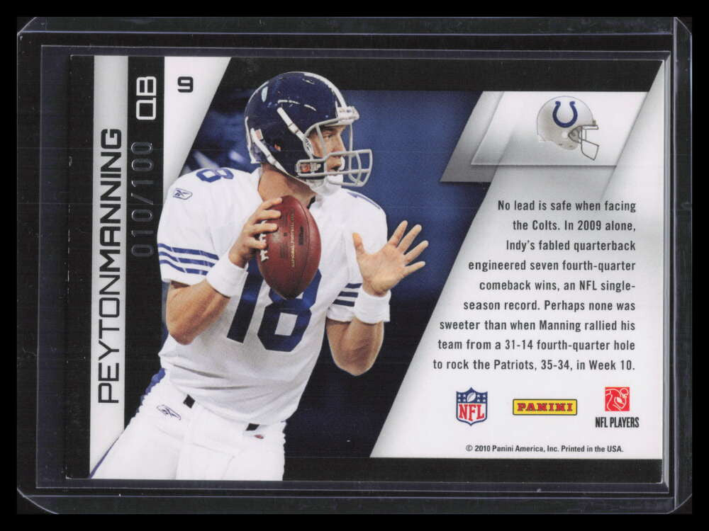 2010 Panini Gridiron Gear Gamebreakers Gold 9 Peyton Manning 10/100