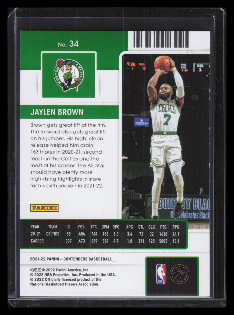 2021-22 Panini Contenders Conference Finals Ticket 34 Jaylen Brown 43/75